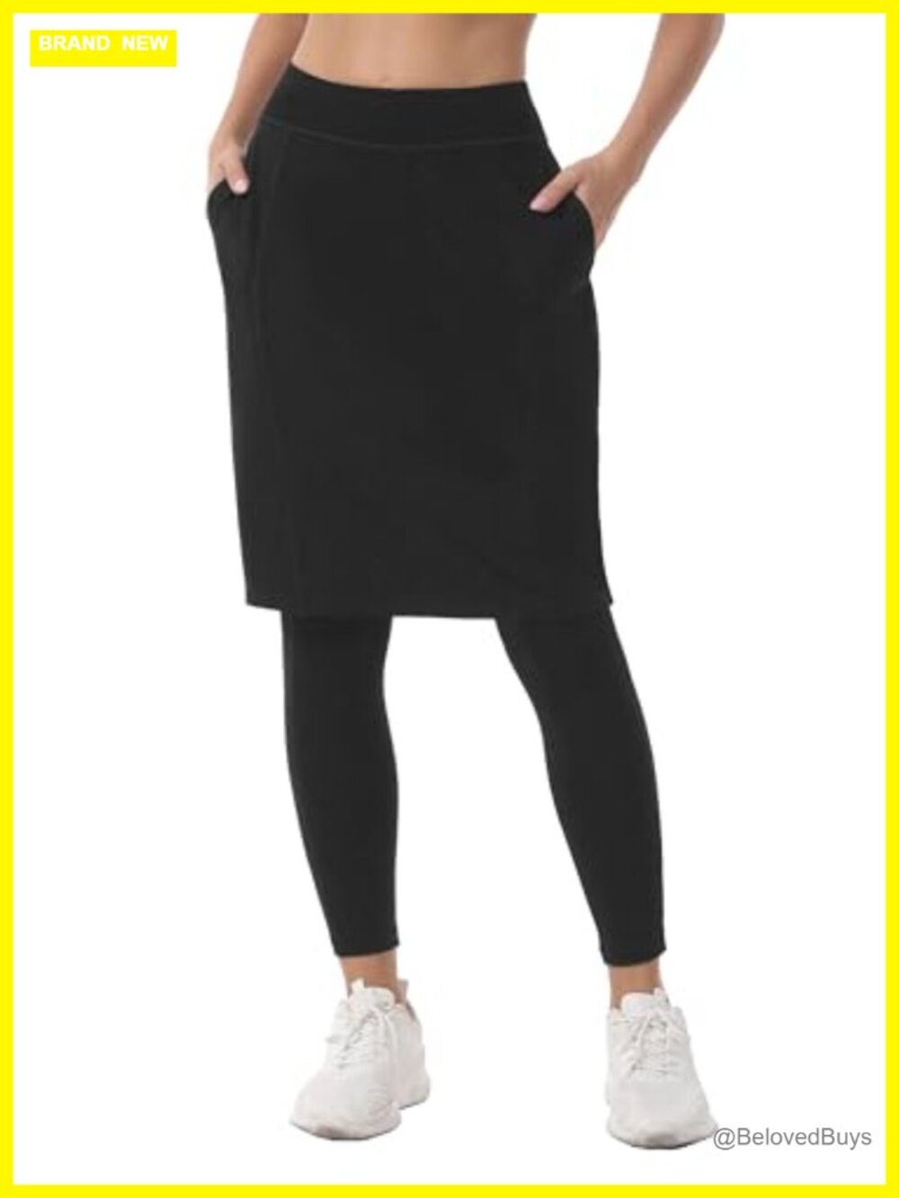 HOKOYI Women's Athletic Skirted Capris Knee Length Built-in Leggings Pockets